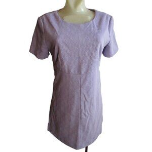 Vintage Women's Dress 8 1970's Mini Lilac Textured Stretch Knit Mod Handmade Med
